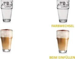 Latte-Macchiato Glas, Glas-Becher Mit Aufdruck, Spülmaschinengeeignete Kaffee-Gläser, 6er Set, Von James Premium®
