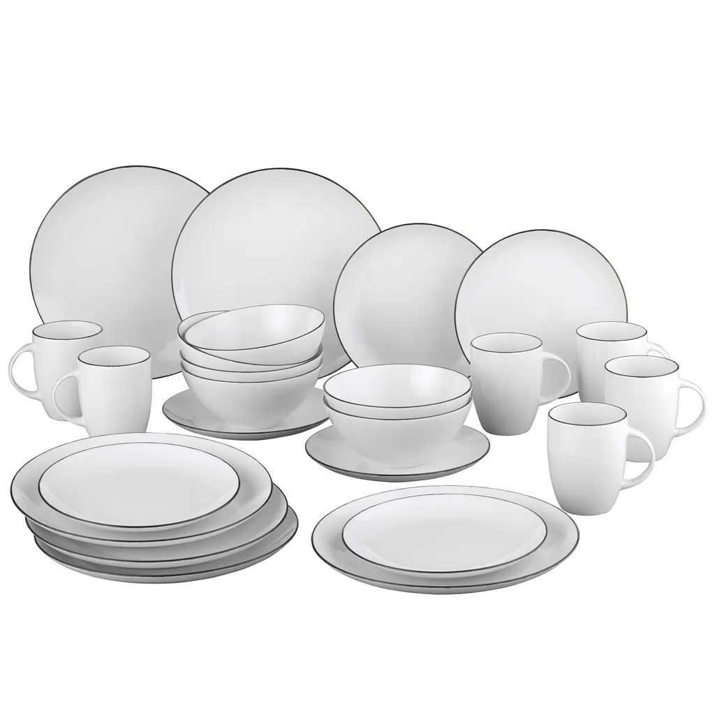 Van Well Black Star 24tlg. Kombi-Service 6 Personen Porzellan Geschirr-Set 1 Van Well Black Star 24tlg. Kombi-Service 6 Personen Porzellan Geschirr-Set