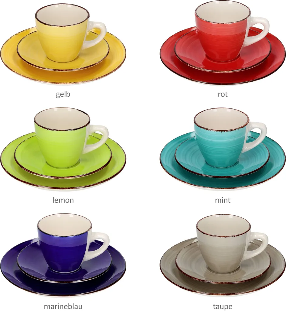 18tlg Kaffeeservice Malaga Kaffee Tee-Gedeck 6Pers Kaffeetassen Dessertteller Abstrakt Handbemalt 6 18tlg Kaffeeservice Malaga Kaffee Tee-Gedeck 6Pers Kaffeetassen Dessertteller Abstrakt Handbemalt – Bild 6