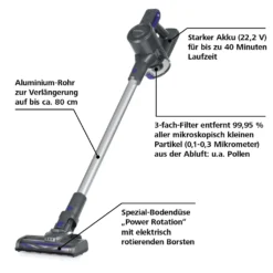 CLEANmaxx Akku-Zyklon-Staubsauger - 3-fach-Filter - Anthrazit/blau -Haushalts Verkauf 03ca5f7b42d73f0ee1a50f6c76a17656