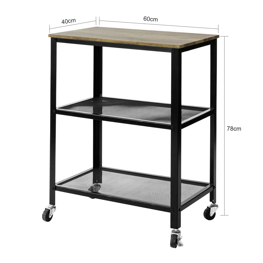 SoBuy SVW04-N Servierwagen Mit 3 Ablagen Beistellwagen Rollwagen Küchenwagen Küchenregal Industrie-Design BHT Ca.: 60x78x40cm 5 SoBuy SVW04-N Servierwagen Mit 3 Ablagen Beistellwagen Rollwagen Küchenwagen Küchenregal Industrie-Design BHT Ca.: 60x78x40cm – Bild 5