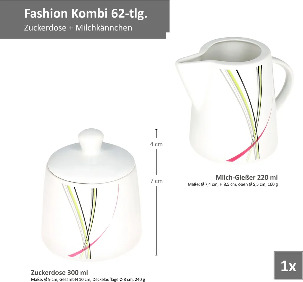 Kombiservice 62 Tlg. Fashion, Eckige Form 8 Kombiservice 62 Tlg. Fashion, Eckige Form – Bild 8