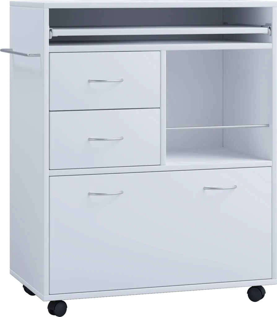 VCM Holz Küchenwagen Servierwagen Rollwagen Ablage Rollbar Rollen Schublade Kicha Weiß 4 VCM Holz Küchenwagen Servierwagen Rollwagen Ablage Rollbar Rollen Schublade Kicha Weiß – Bild 4