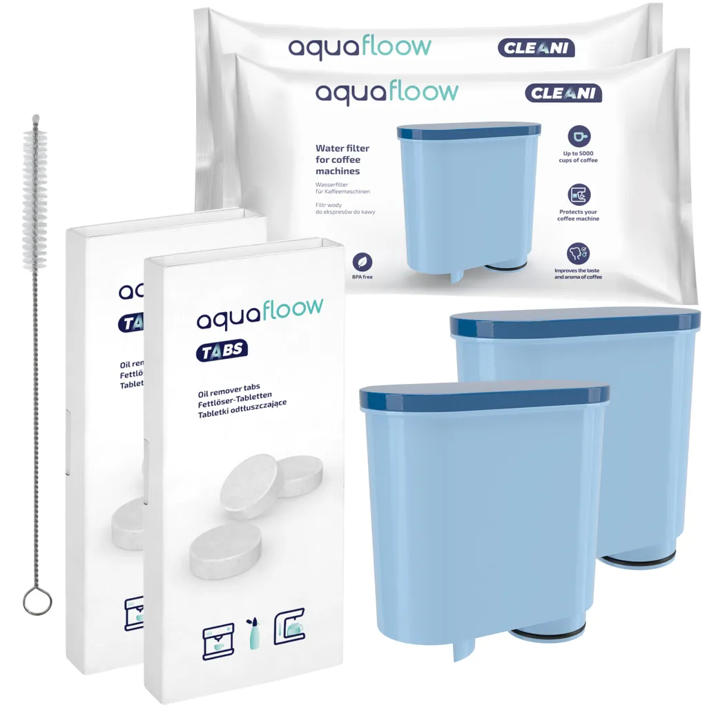 Philips/Saeco Espressomaschinen-Set - 2x AquaFloow Wasserfilter, Reiniger, 2x AquaFloow Reinigungstabletten 1 Philips/Saeco Espressomaschinen-Set - 2x AquaFloow Wasserfilter, Reiniger, 2x AquaFloow Reinigungstabletten