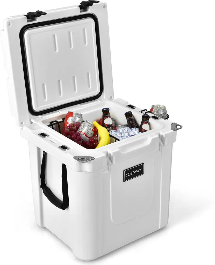 COSTWAY 31L Kühlbox Strapazierfähig Kühler Mit Korb & Getränkehalter Griffen & Fischlineal Eiskühler Tragbar Kälte Bis 9 Tage Weiß 1 COSTWAY 31L Kühlbox Strapazierfähig Kühler Mit Korb & Getränkehalter Griffen & Fischlineal Eiskühler Tragbar Kälte Bis 9 Tage Weiß