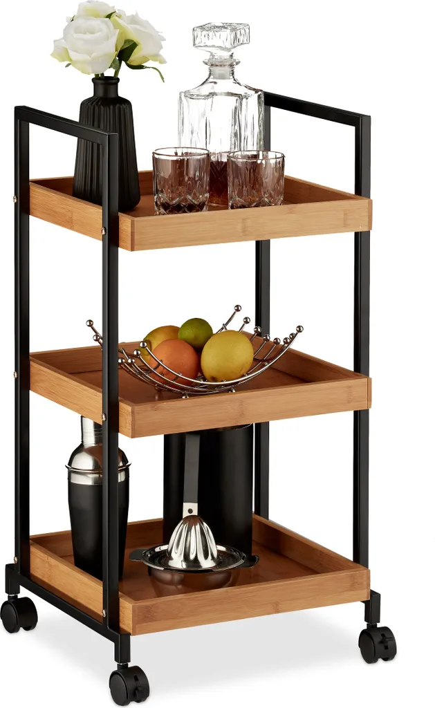 Relaxdays Servierwagen Bambus Mit 3 Etagen 1 Relaxdays Servierwagen Bambus Mit 3 Etagen