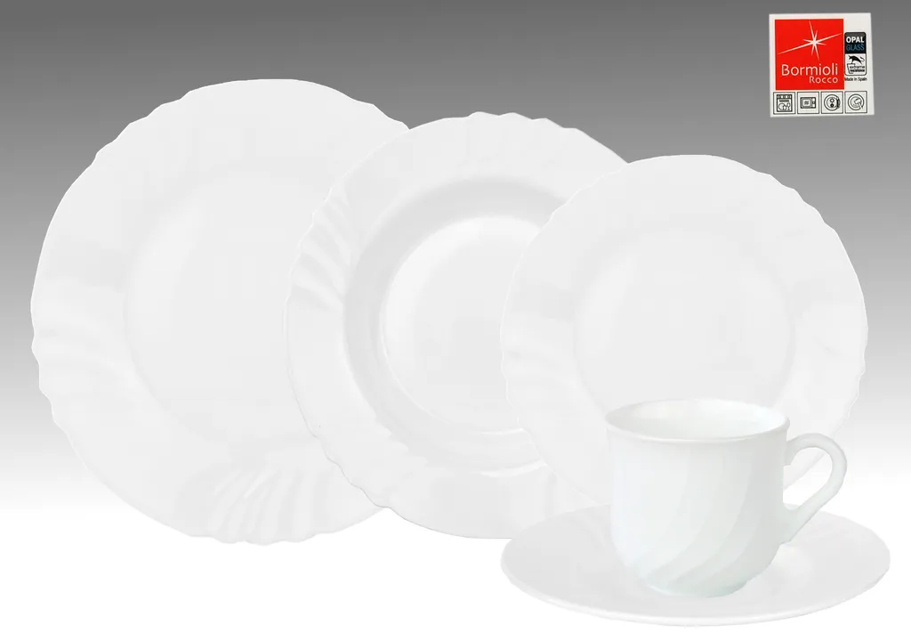 Van Well Kombiservice Ebro 30tlg. Rund Aus Hartglas Für 6 Personen Weiß Teller Tassen 1 Van Well Kombiservice Ebro 30tlg. Rund Aus Hartglas Für 6 Personen Weiß Teller Tassen