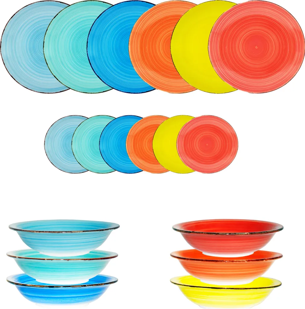 18-TLG. Kombiservice Geschirrset Tafelservice Porzellan Geschirr BUNT Capri 1 18-TLG. Kombiservice Geschirrset Tafelservice Porzellan Geschirr BUNT Capri