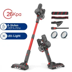 26KpA Staubsauger Akku Handstaubsauger Beutellos HEPA Filter 4in1 Kabellos 160W Kabellos,mit LED