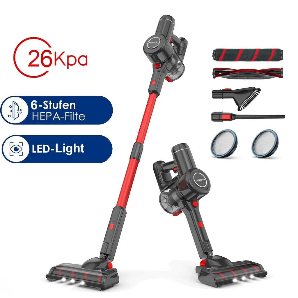 26KpA Staubsauger Akku Handstaubsauger Beutellos HEPA Filter 4in1 Kabellos 160W Kabellos,mit LED 1 26KpA Staubsauger Akku Handstaubsauger Beutellos HEPA Filter 4in1 Kabellos 160W Kabellos,mit LED