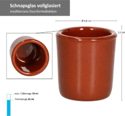 MamboCat 12er Ton Schnapsbecher 50 Ml Vollglasiert Shot-Glas Mediterran Unikat Handarbeit Tonbecher -Haushalts Verkauf 1b9464e82415ad9215d7a2092e130cd9