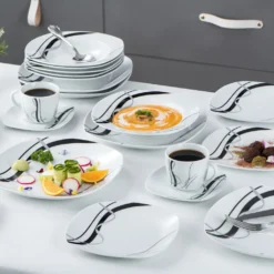 VEWEET, Serie 'Fiona', 100-teilig Porzellan Tafelservice Set, Kombiservice Mit Dessertteller, Speiseteller, Suppenteller, Müslischalen, Kaffeebecher, Kaffeetassen Set, Eierbecher, Milch- Und Zuckerset 12 VEWEET, Serie 'Fiona', 100-teilig Porzellan Tafelservice Set, Kombiservice Mit Dessertteller, Speiseteller, Suppenteller, Müslischalen, Kaffeebecher, Kaffeetassen Set, Eierbecher, Milch- Und Zuckerset -Haushalts Verkauf 1f81b87145a95e42484bef2381e72c3a