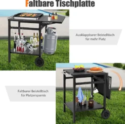 COSTWAY Grilltisch Mit Klappbarer Tischplatte, Beweglicher Campingtisch Mit 2 Ablagen & 4 Haken, Metall Grillwagen Für Außenbereich, Rollwagen Zum Grillen & Outdoorküche, Zubereitungswagen Schwarz 10 COSTWAY Grilltisch Mit Klappbarer Tischplatte, Beweglicher Campingtisch Mit 2 Ablagen & 4 Haken, Metall Grillwagen Für Außenbereich, Rollwagen Zum Grillen & Outdoorküche, Zubereitungswagen Schwarz -Haushalts Verkauf 1fdb9adeb44386d2cf0a26621127a304