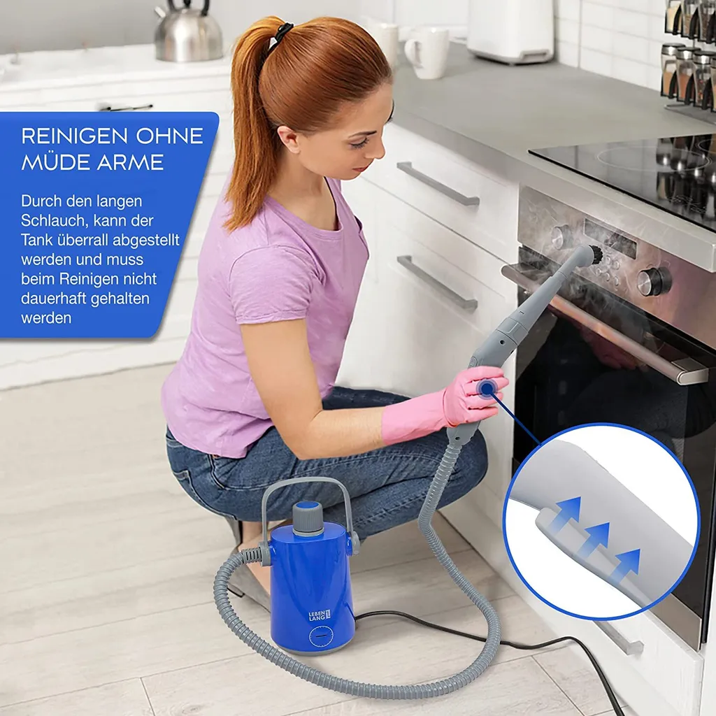 LEBENLANG Dampfreiniger Handgerät Steam Cleaner - 1000W & 300ml Mit 9 Zubehör | Polsterreiniger Gerät | Polster Handdampfreiniger Polstermöbel Fugenreiniger Für Bad Fliesen | Premium Dampf Reiniger… 2 LEBENLANG Dampfreiniger Handgerät Steam Cleaner - 1000W & 300ml Mit 9 Zubehör | Polsterreiniger Gerät | Polster Handdampfreiniger Polstermöbel Fugenreiniger Für Bad Fliesen | Premium Dampf Reiniger… – Bild 2