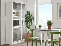 Küchenbuffet Buffetschrank Mit 5 Türen & 1 Schublade - Weiß & Beton - MADY