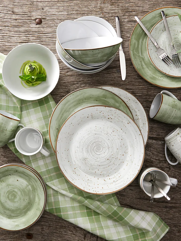 WELLCO Kombiservice Pur 24teilig Grün/grau 4 WELLCO Kombiservice Pur 24teilig Grün/grau – Bild 4