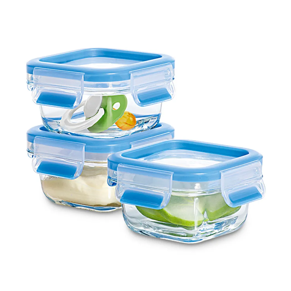 EMSA Clip & Close Glas, Set, Quadratisch, 0,2 L, Blau, Transparent, Polypropylen (PP), Thermoplastisches Elastomer (TPE), Deutschland 14 EMSA Clip & Close Glas, Set, Quadratisch, 0,2 L, Blau, Transparent, Polypropylen (PP), Thermoplastisches Elastomer (TPE), Deutschland – Bild 14