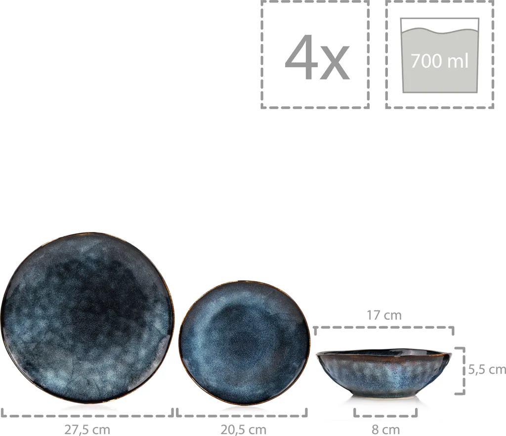 Sänger SÄNGER Steingut Geschirrset Tokio, Tafelservice 12 Teilig Für 4 Personen 7 Sänger SÄNGER Steingut Geschirrset Tokio, Tafelservice 12 Teilig Für 4 Personen – Bild 7