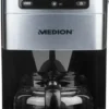 MEDION MD 15486 Kaffeemaschine Mit Mahlwerk Und Glaskanne, Wassertank: 1,5 Liter, 8 Mahlstufen, Max. 1050 Watt, Silber, Edelstahl
