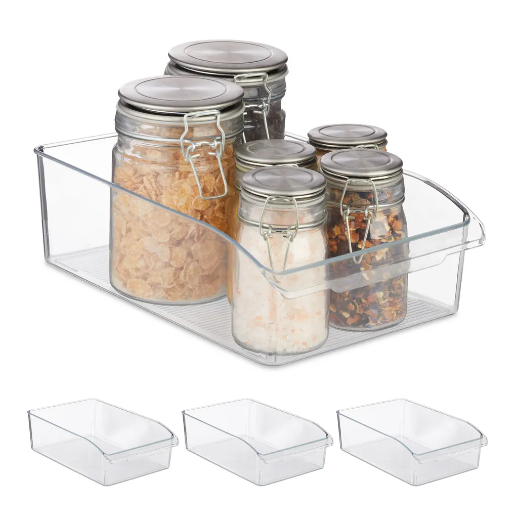 Relaxdays 4 X Küchen Organizer Transparent 1 Relaxdays 4 X Küchen Organizer Transparent