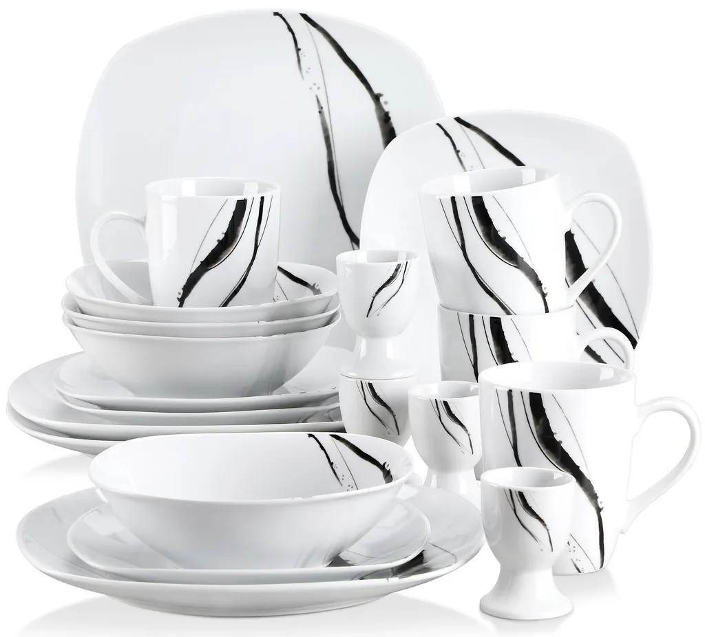 VEWEET Tafelservice 'Teresa' Aus Porzellan 20 Teilig, Geschirrset Beinhatlet Eierbecher, Kaffeetassen, Müslischalen, Dessertteller Und Flachteller, Geschirrservice Für 4 Personen 1 VEWEET Tafelservice 'Teresa' Aus Porzellan 20 Teilig, Geschirrset Beinhatlet Eierbecher, Kaffeetassen, Müslischalen, Dessertteller Und Flachteller, Geschirrservice Für 4 Personen