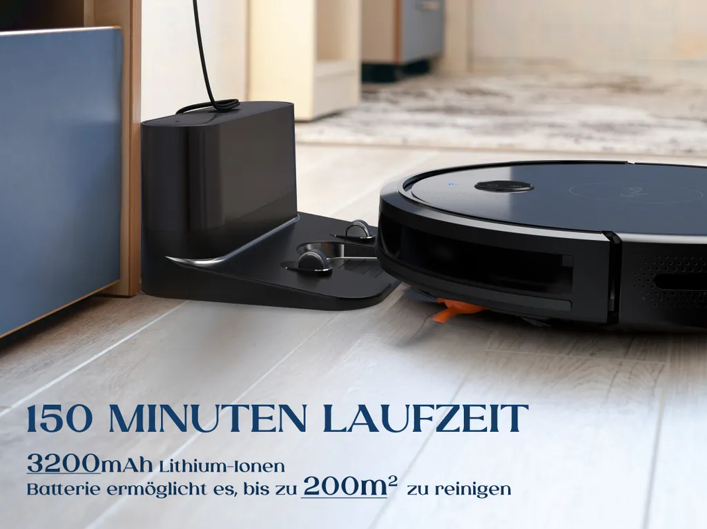 KYVOL E25 Staubsauger Roboter 2600PA Mit Ladestation, WLAN Staubsauger Mit Präzise Kartentechnologie, Bis Zu 150Min Laufzeit 10 KYVOL E25 Staubsauger Roboter 2600PA Mit Ladestation, WLAN Staubsauger Mit Präzise Kartentechnologie, Bis Zu 150Min Laufzeit – Bild 10