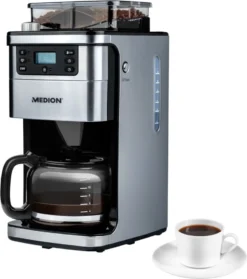 MEDION MD 15486 Kaffeemaschine Mit Mahlwerk Und Glaskanne, Wassertank: 1,5 Liter, 8 Mahlstufen, Max. 1050 Watt, Silber, Edelstahl 8 MEDION MD 15486 Kaffeemaschine Mit Mahlwerk Und Glaskanne, Wassertank: 1,5 Liter, 8 Mahlstufen, Max. 1050 Watt, Silber, Edelstahl -Haushalts Verkauf 2f8f86503c5fdc925f3a956fe536f921