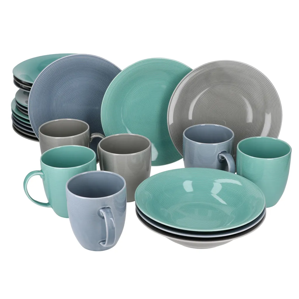 24tlg Geschirrset Jive 6Pers Kaffeebecher Suppenteller Kuchenteller Speiseteller Porzellan Bunt 1 24tlg Geschirrset Jive 6Pers Kaffeebecher Suppenteller Kuchenteller Speiseteller Porzellan Bunt