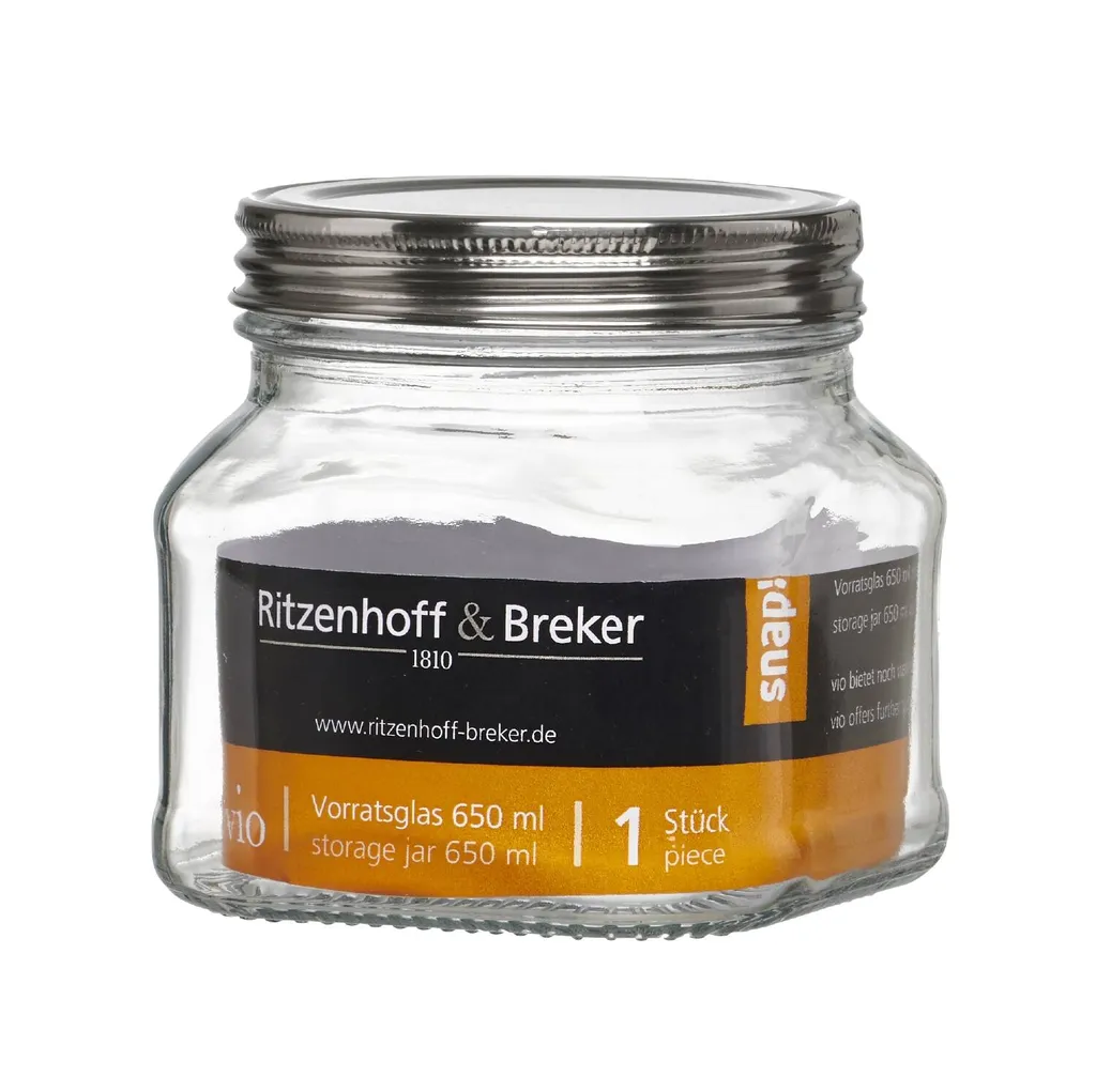 #4xRitzenhoff & Breker Vorratsglas "VIO", Eckig, 0,65 L 1 #4xRitzenhoff & Breker Vorratsglas "VIO", Eckig, 0,65 L
