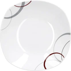 Tafelservice Palazzo 12tlg. - Weiß MitNachbildung-Kreisen In Grau Und Dunkelrot - Für 6 Personen 8 Tafelservice Palazzo 12tlg. - Weiß MitNachbildung-Kreisen In Grau Und Dunkelrot - Für 6 Personen -Haushalts Verkauf 359508a836fdd14af2712d14574324ad