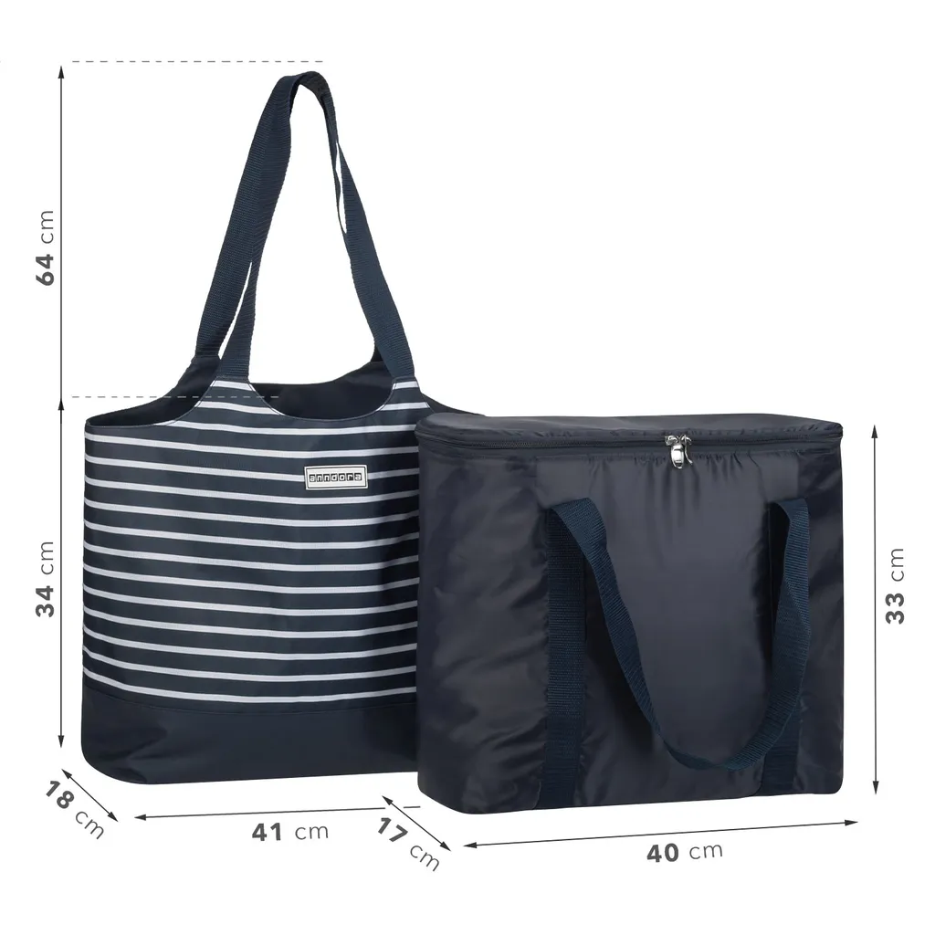 Strandtasche 2 In 1 Kühltasche + SchultertascheAHOI Blau Weiß - Navy 4 Strandtasche 2 In 1 Kühltasche + SchultertascheAHOI Blau Weiß - Navy – Bild 4