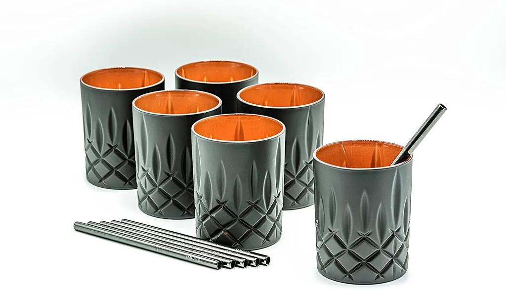 Nachtmann Noblesse 6er-Set Black Edition Whisky Gläser 295 Ml I Spülmaschinenfest I Wasserglas Coloured By EKM (schwarz/kupfer) + 6er-Set EKM Living Trinkhalme Schwarz 4 Nachtmann Noblesse 6er-Set Black Edition Whisky Gläser 295 Ml I Spülmaschinenfest I Wasserglas Coloured By EKM (schwarz/kupfer) + 6er-Set EKM Living Trinkhalme Schwarz – Bild 4