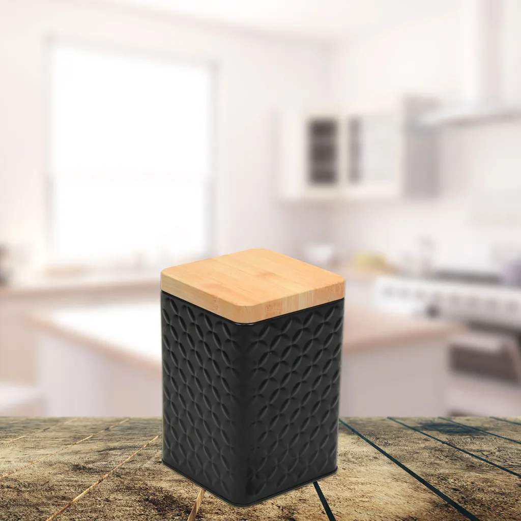 2er Set Metall Vorratsdose Mit Deckel 16x10,5x10,5cm - Schwarz 9 2er Set Metall Vorratsdose Mit Deckel 16x10,5x10,5cm - Schwarz – Bild 9