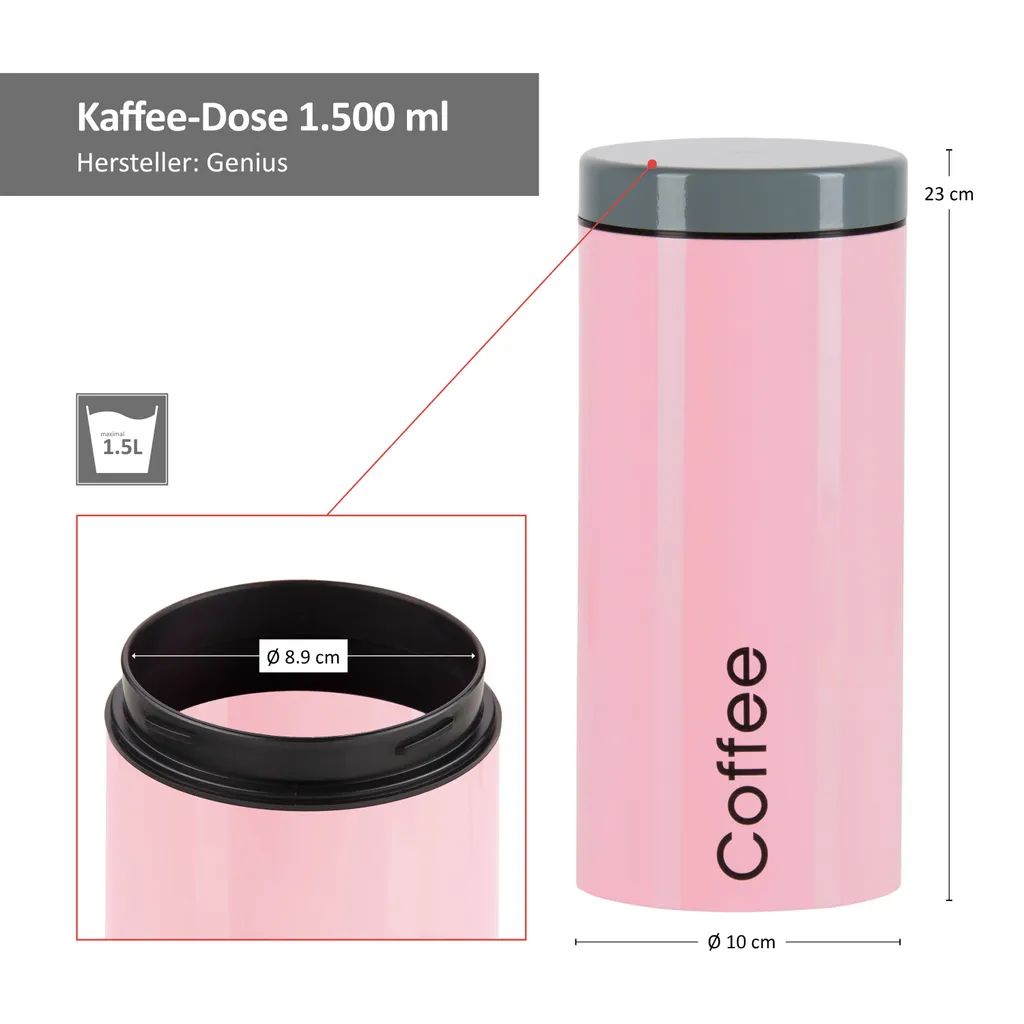 3tlg. Set Genius Vorratsdosen Pasta + Coffee + Sugar | Verschiedene Farben, Farbe:Pink 1 3tlg. Set Genius Vorratsdosen Pasta + Coffee + Sugar | Verschiedene Farben, Farbe:Pink