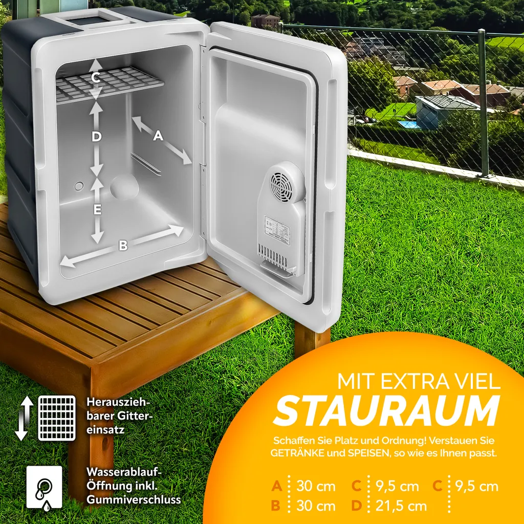 Tillvex Kühlbox Elektrisch 40L Grau Mit Rollen | Mini-Kühlschrank 230 V Und 12 V Für KFZ Auto Camping | Kühlt & Wärmt | ECO-Modus 5 Tillvex Kühlbox Elektrisch 40L Grau Mit Rollen | Mini-Kühlschrank 230 V Und 12 V Für KFZ Auto Camping | Kühlt & Wärmt | ECO-Modus – Bild 5