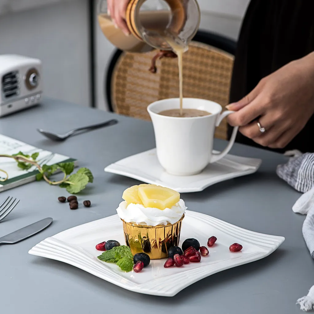 MALACASA, Serie Amparo, 36 Teilig Set Cremeweiß Porzellan Kaffeeservice Dessertteller Kaffeetasse Mit Untertasse 5 MALACASA, Serie Amparo, 36 Teilig Set Cremeweiß Porzellan Kaffeeservice Dessertteller Kaffeetasse Mit Untertasse – Bild 5