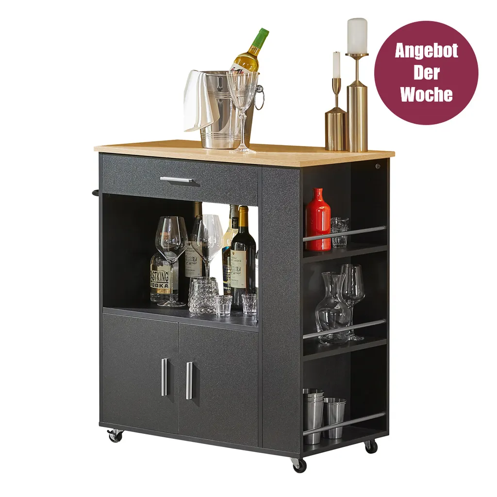 SoBuy FKW113-SCH Servierwagen Küchenwagen Kücheninsel Küchenschrank Rollwagen Mikrowellenschrank Küchenrollwagen Schwarz BHT Ca.: 82x88x46cm 1 SoBuy FKW113-SCH Servierwagen Küchenwagen Kücheninsel Küchenschrank Rollwagen Mikrowellenschrank Küchenrollwagen Schwarz BHT Ca.: 82x88x46cm