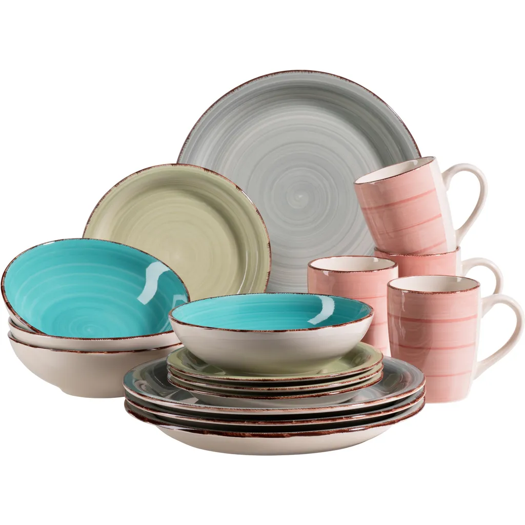 Mäser 931499 Lumaca Vintage Geschirr-Set Für 4 Personen, Handbemaltes Keramik Kombiservice, Steingut, Bunt, 16-teilig (1 Set) 1 Mäser 931499 Lumaca Vintage Geschirr-Set Für 4 Personen, Handbemaltes Keramik Kombiservice, Steingut, Bunt, 16-teilig (1 Set)