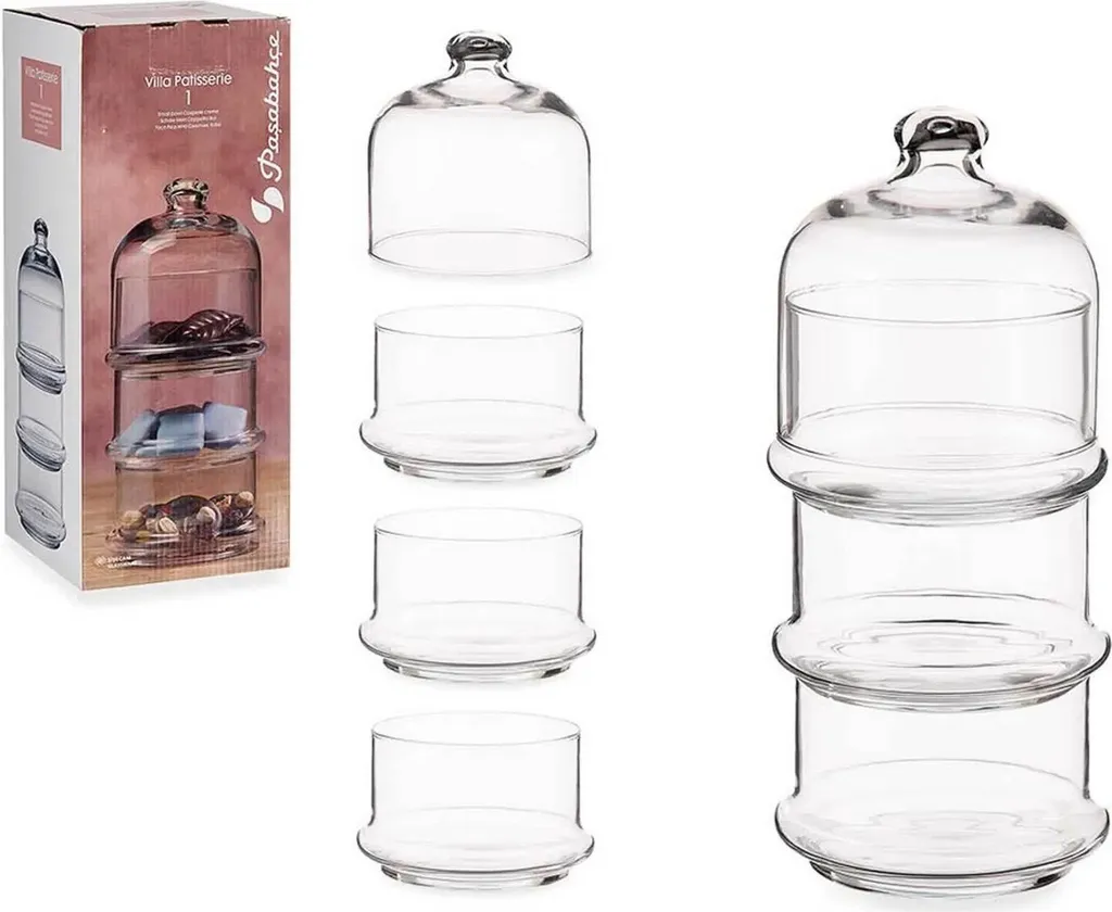 Pasabahce Villa Patisserie Aufbewahrung Aus Glas 3 Stöckig Mit Deckel 96815 1 Pasabahce Villa Patisserie Aufbewahrung Aus Glas 3 Stöckig Mit Deckel 96815