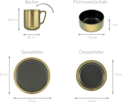 CreaTable 23592 Kombiservice Modern Industrial Für 4 Personen, Steinzeug, Schwarz/gold (1 Set, 16-teilig) 13 CreaTable 23592 Kombiservice Modern Industrial Für 4 Personen, Steinzeug, Schwarz/gold (1 Set, 16-teilig) -Haushalts Verkauf 46c1de60d245fbc7cd8630a96e1f4066