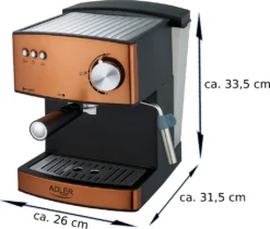 Adler Espressomaschine | Kaffeemaschine | Milchaufschäumer | Cappuccinomaschine | Siebträger Espressomaschine | Elektrische Espressomaschine | Bronze Design | 1,6L Wassertank | 850 Watt |15 Bar | 22 Adler Espressomaschine | Kaffeemaschine | Milchaufschäumer | Cappuccinomaschine | Siebträger Espressomaschine | Elektrische Espressomaschine | Bronze Design | 1,6L Wassertank | 850 Watt |15 Bar | -Haushalts Verkauf 48175b22c2224aae488c5e277dbdc754