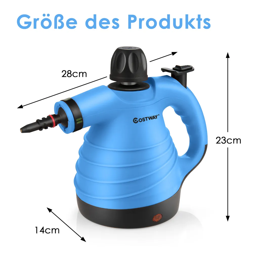 COSTWAY Dampfreiniger Inkl. 9 Zubehör, Handdampfreiniger, Dampfreinigen Handgerät 3 Bar / 250ml / 1050W / 4min Aufheizzeit/für Teppiche, Vorhänge, Autositze, Küche (Blau) 5 COSTWAY Dampfreiniger Inkl. 9 Zubehör, Handdampfreiniger, Dampfreinigen Handgerät 3 Bar / 250ml / 1050W / 4min Aufheizzeit/für Teppiche, Vorhänge, Autositze, Küche (Blau) – Bild 5