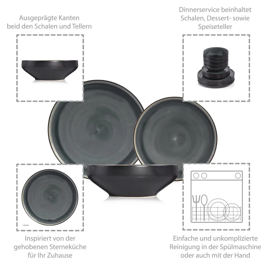 Sänger SÄNGER Steingut Geschirrset Helsinki, Tafelservice 12 Teilig Für 4 Personen 2 Sänger SÄNGER Steingut Geschirrset Helsinki, Tafelservice 12 Teilig Für 4 Personen – Bild 2