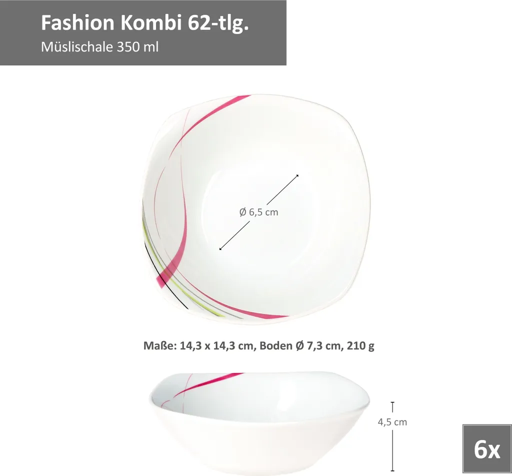 Kombiservice 62 Tlg. Fashion, Eckige Form 6 Kombiservice 62 Tlg. Fashion, Eckige Form – Bild 6