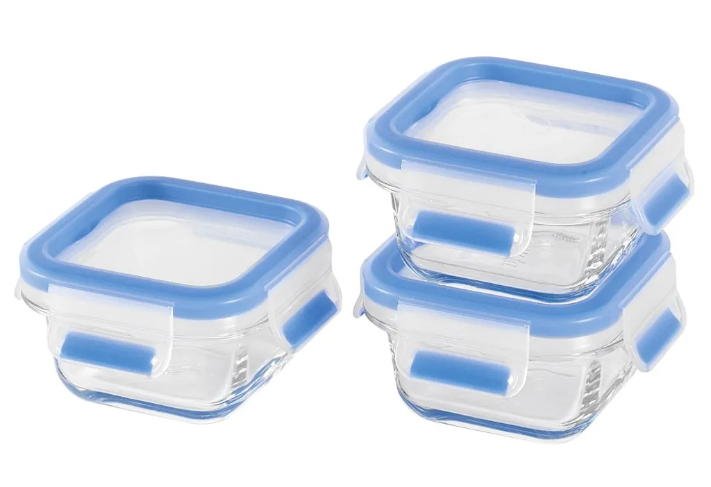 EMSA Clip & Close Glas, Set, Quadratisch, 0,2 L, Blau, Transparent, Polypropylen (PP), Thermoplastisches Elastomer (TPE), Deutschland 2 EMSA Clip & Close Glas, Set, Quadratisch, 0,2 L, Blau, Transparent, Polypropylen (PP), Thermoplastisches Elastomer (TPE), Deutschland – Bild 2