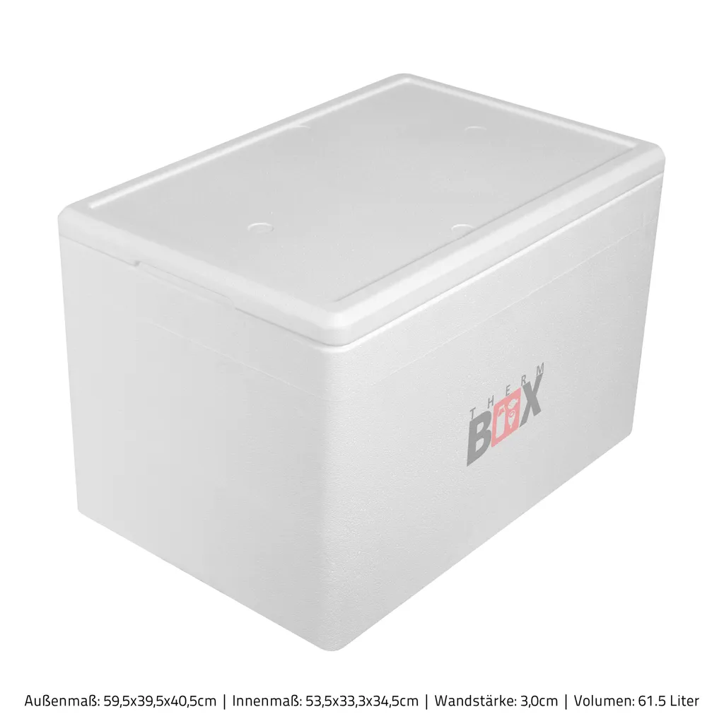 Styroporbox 61W | Wand: 3,0cm | Volumen: 61,5L | Innenmaß:53x33x34cm | Weiß Isolierbox Thermobox Kühlbox Warmhaltebox 6 Styroporbox 61W | Wand: 3,0cm | Volumen: 61,5L | Innenmaß:53x33x34cm | Weiß Isolierbox Thermobox Kühlbox Warmhaltebox – Bild 6