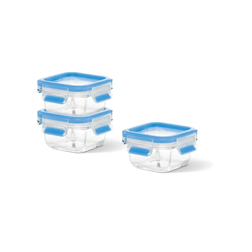 EMSA Clip & Close Glas, Set, Quadratisch, 0,2 L, Blau, Transparent, Polypropylen (PP), Thermoplastisches Elastomer (TPE), Deutschland 5 EMSA Clip & Close Glas, Set, Quadratisch, 0,2 L, Blau, Transparent, Polypropylen (PP), Thermoplastisches Elastomer (TPE), Deutschland – Bild 5