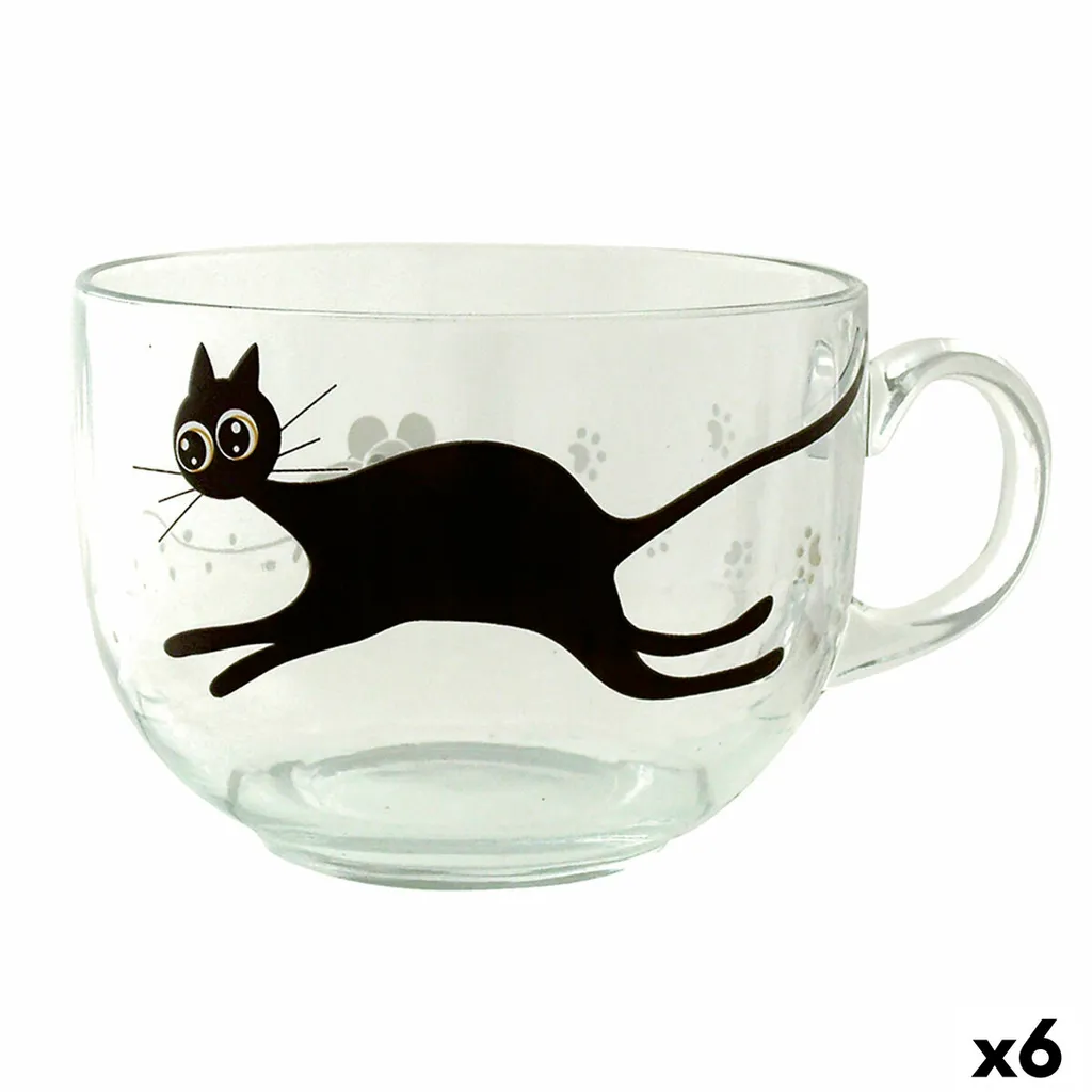 Tazza Luminarc Mistigri Grande Trasparente Gatto Vetro (500 Ml) (6 Unità) 1 Tazza Luminarc Mistigri Grande Trasparente Gatto Vetro (500 Ml) (6 Unità)