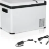 Outsunny Kühlbox Auto 30L Mit LCD-Anzeige Kompressor Autokühlschrank Elektrisch Boot Camper Reisen 12/24V DC Und 110-240V AC Weiß