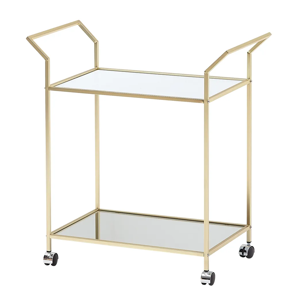 WOHNLING Design Servierwagen Gold 73x78x37 Cm Küchenwagen Glas / Metall | Mobiler Beistelltisch | Speisewagen Mit Glasplatte | Teewagen Mini Bar Auf 4 Rollen 6 WOHNLING Design Servierwagen Gold 73x78x37 Cm Küchenwagen Glas / Metall | Mobiler Beistelltisch | Speisewagen Mit Glasplatte | Teewagen Mini Bar Auf 4 Rollen – Bild 6